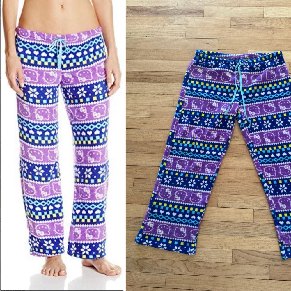 Hello Kitty Women's Fleece Fair Isle Snowflake Print Pajama Pant S/M/L